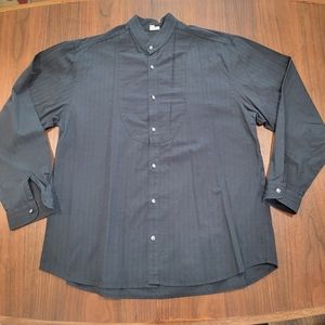 Wah Maker Frontier Wear Cowboy Shirt Banded Collar Large Woven Knit Black